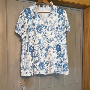 Blue Floral Women's Blouse